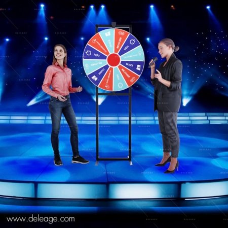 roue de loterie posée sur une scène